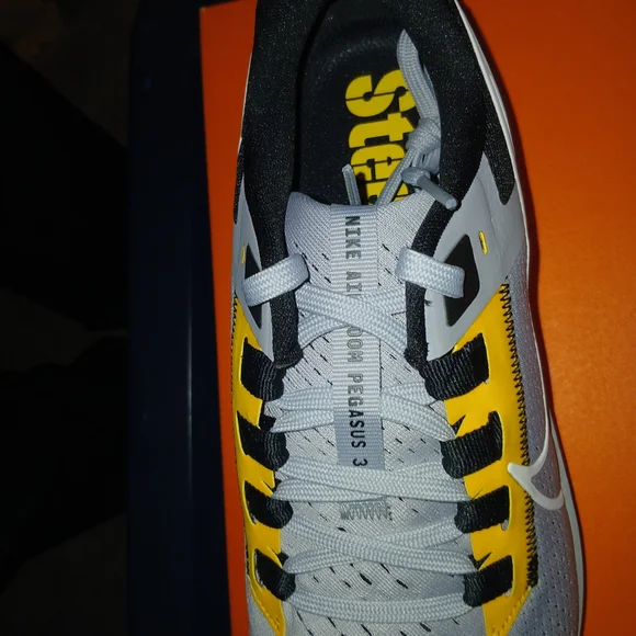 Nike Air Zoom Pegasus 38 in Wolf Grey and Black Pittsburg Steelers. - Picture 6 of 8